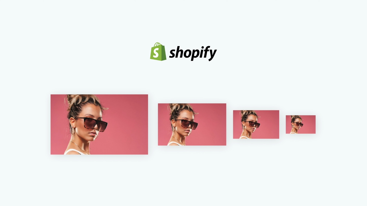 Shopify logo above product photos in several aspect ratios